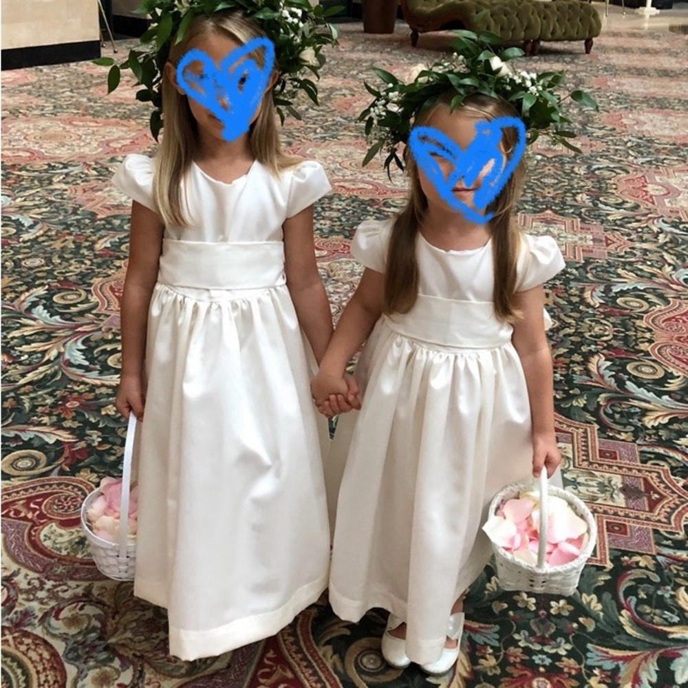 Sas and Asa Ivory Satin Flower Girl Dresses